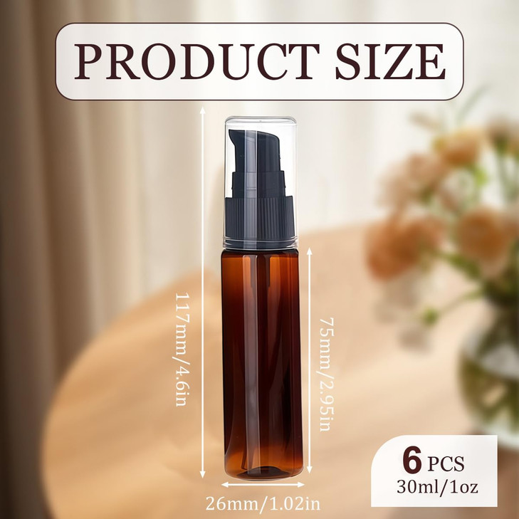 6Pcs 30ml1oz Empty Refillable Plastic Lotion Pump Bottles Portable Cosmetic Makeup Sample Storage container Vial Pot For