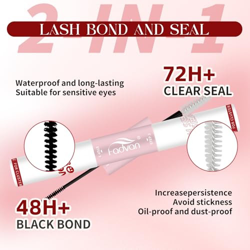 FADVAN Black Individual Cluster Lash Extension Glue Sensitive Eyelash Adhesive Long Lasting No Fume No Irritation Waterp