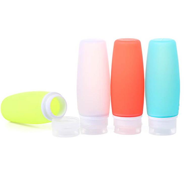 HubHnb 34 oz 100 ml Leakproof Silicone Travel Bottles 4 Pack Portable Refillable Foodgrade Travel Containers