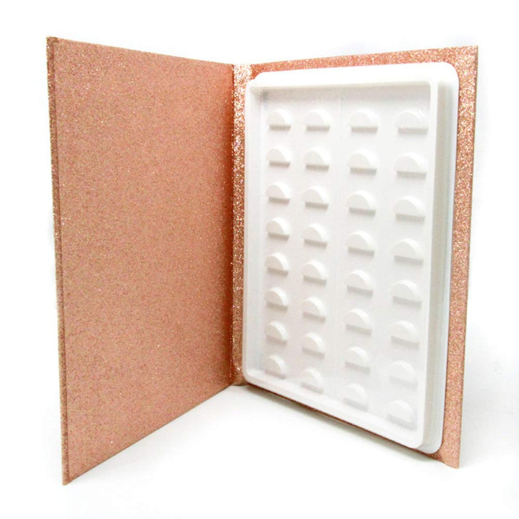 16 Pair Eyelash Storage BookMakeup Display Sample ContainerEyelash Catalog Travel Glitter Paper rose gold
