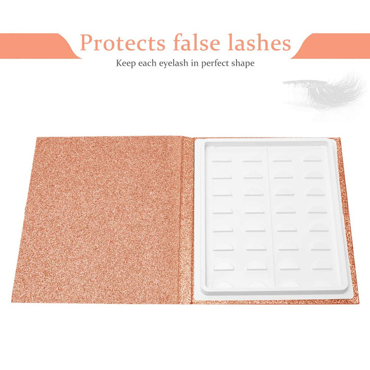 16 Pair Eyelash Storage BookMakeup Display Sample ContainerEyelash Catalog Travel Glitter Paper rose gold