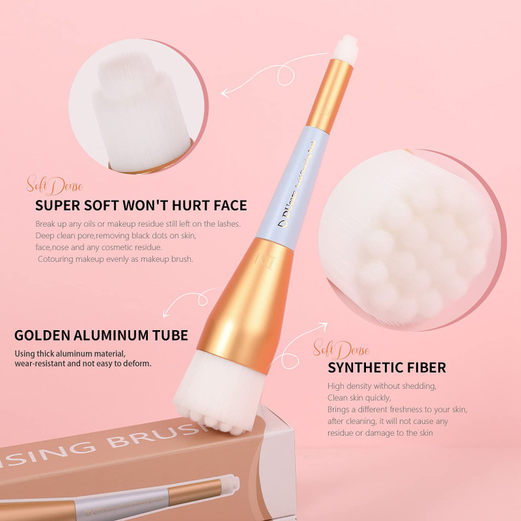 DUcare Manual Facial Cleansing Brush 2in1 Skin Care face Brush Dual End Facial Manual Dual Face Wash Brush for Deep Pore