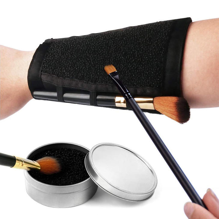 Pinkiou Makeup Brushes Color Removal Cleaner Sponge Switch Armband Cleaner Arm Sponge 2 in 1 Set