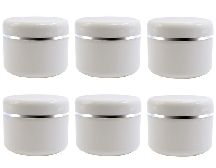 6PCS Empty Refill White Plastic Makeup Cosmetic Bottle Jar Pots with Screw Lid and PP Liner Travel Packing Storage Holde