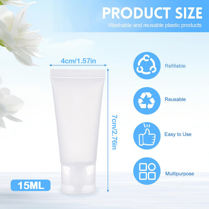 VANTOBEST 20Pcs Transparent Plastic Empty Tubes with Flip Cap Soft Tubes Squeeze Bottle Facial Cleaning Bottles Refillab