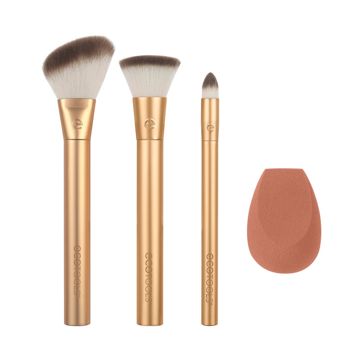 EcoTools Precious Metals Face Blend Sculpt Set Makeup Brush Set For Foundation Concealer Powder Makeup Sponge EcoFriendl
