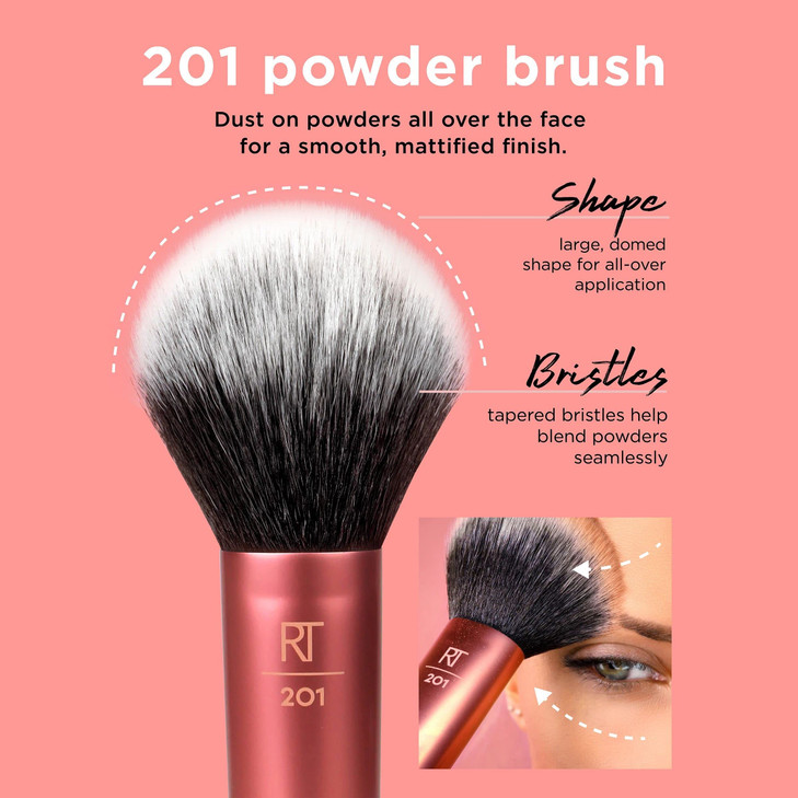 Real Techniques Ultra Plush Powder Makeup Brush For Setting Powder Bronzer Blush Sheer Buildable Coverage Large Fluffy P