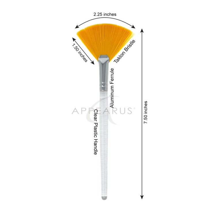 Appearus Large Fan Mask Brush Acid Applicator for Glycolic Peel Facial Masques Taklon Bristle with Clear Handle