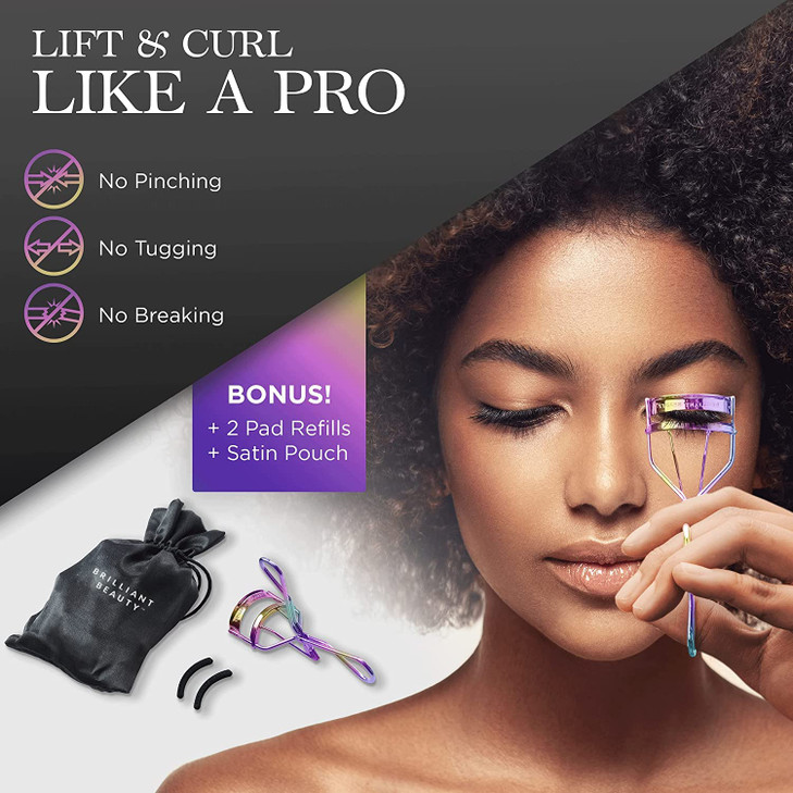Eyelash Curler with Satin Bag Refill Pads Award Winning No Pinching Just Dramatically Curled Eyelashes for a Lash Lift i
