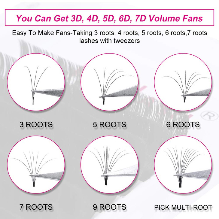 Eyelash Extension D Curl 005 20mm Easy Fanning Volume Lashes 2D10D Self Fanning Lashes Volume Lash Extensions by FADLASH