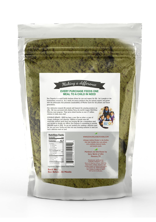 Jiva Organics Lemongrass Powder 200g (7 Oz) for Cooking  Non-GMO Herb online at globaldelivered