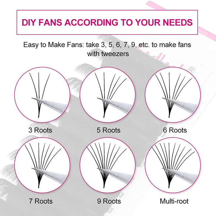 Lash Extension Supplies Easy Fan Volume Lashes 05 07 Self Fanning Eyelash Extensions D Curl 8mm Automatic Rapid Blooming