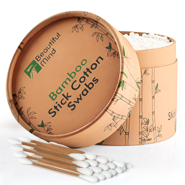 Bamboo Cotton Swabs 500 Pack Natural Swabs for Ears Makeup Cleaning Carbonized Bamboo Sticks with Soft Buds Travel Size