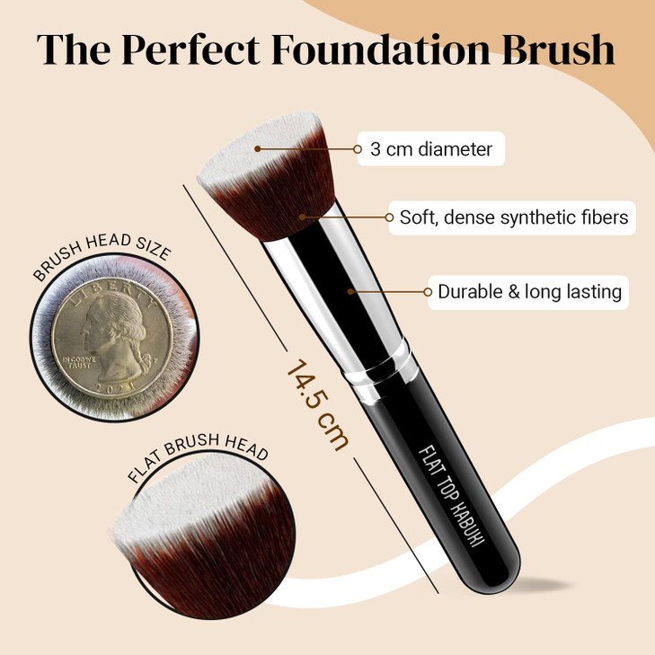 Flat Top Kabuki Foundation Brush By KESHIMA Premium Makeup Brush for Liquid Cream and Powder Buffing Blending and Face 1
