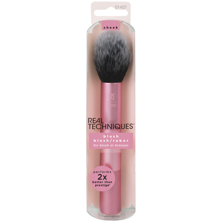 Real Techniques Ultra Plush Blush Makeup Brush For Loose Cream or Pressed Blush Rosy Glow Cheeks Fluffy Powder Brush Alu