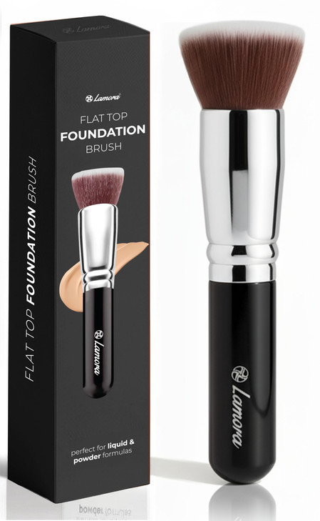 Lamora Makeup Brush Foundation Kabuki Flat Top Face Brush for Liquid Cream and Powder Cosmetics Full Coverage Blending B
