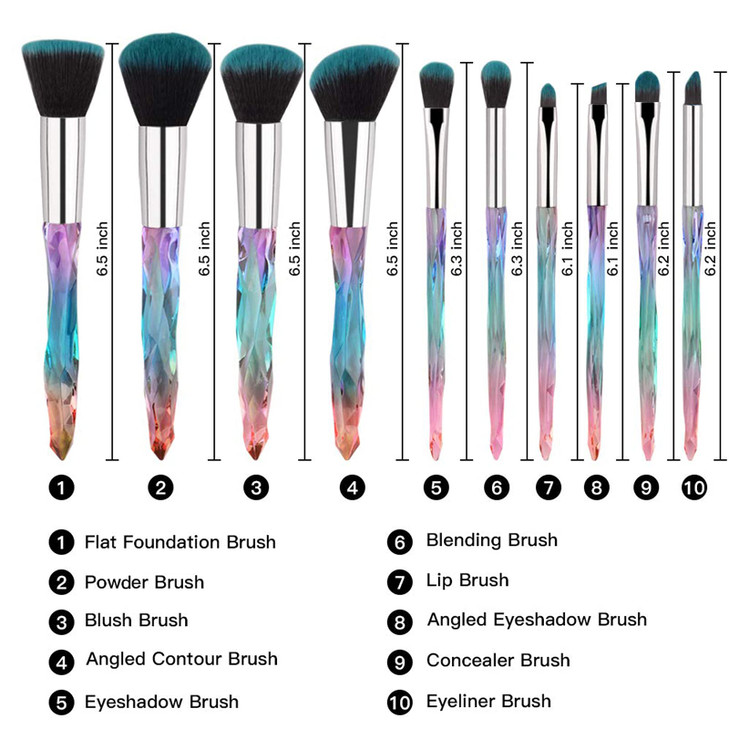 Professional Make Up Brush 10pcs Soft Bristles Hair Makeup Brushes Eyeliner Eyebrow Lip Contour Blending Brush Set Purpl