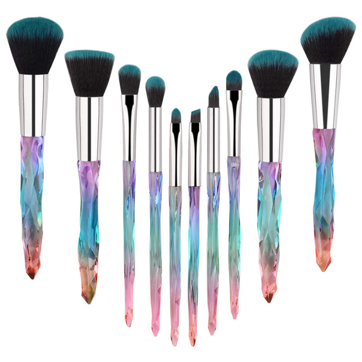 Makeup Brushes Set Crystal Handle 10pcs Colorful Diamond Cosmetic Kabuki Brushes Foundation Concealer Face Powder Eye Sh