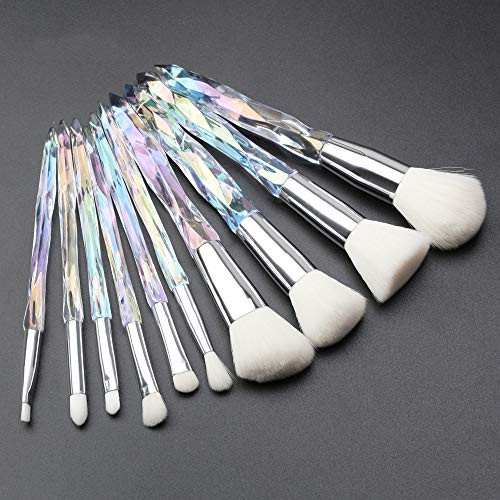Makeup Brushes Crystal Handle Set Tenmon 10 PCS Crystal Transparent Handle Kabuki Powder Foundation Brush Concealer Eye