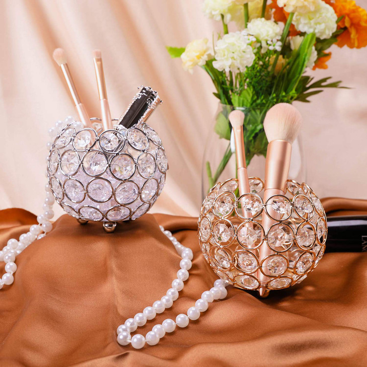 Crystal Makeup Brush Holder Organizer Cosmetics Brushes Storage Cup Handcrafted Pen Pencil Holder Storage Box Container