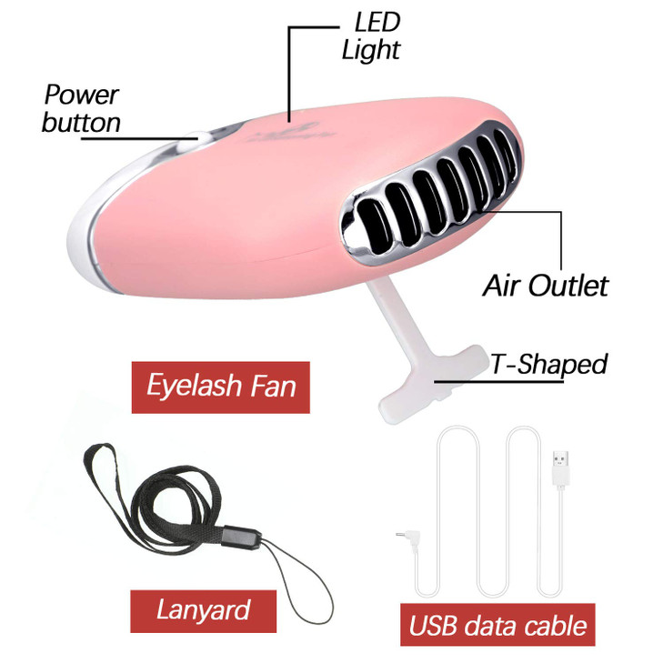 Mudder USB Air Conditioning Blower Handheld Eyelash Fan Dryer Rechargeable Eyelashes Dryer Fan Mini Portable Fans with 2