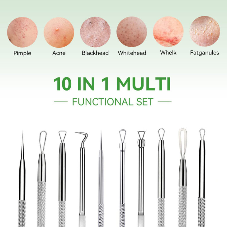 15 PCS Blackhead Remover Pimple Popper Tool KitBlack Head Removal Extractor for Acne Comedone Whitehead Popping Zit Blem