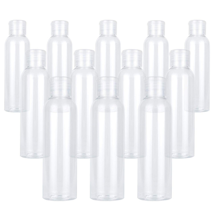 TRENDBOX 12 Pack Plastic Empty Bottles with Flip Cap for Shampoo Lotions Liquid Body Soap Cream 4 oz 120 ml