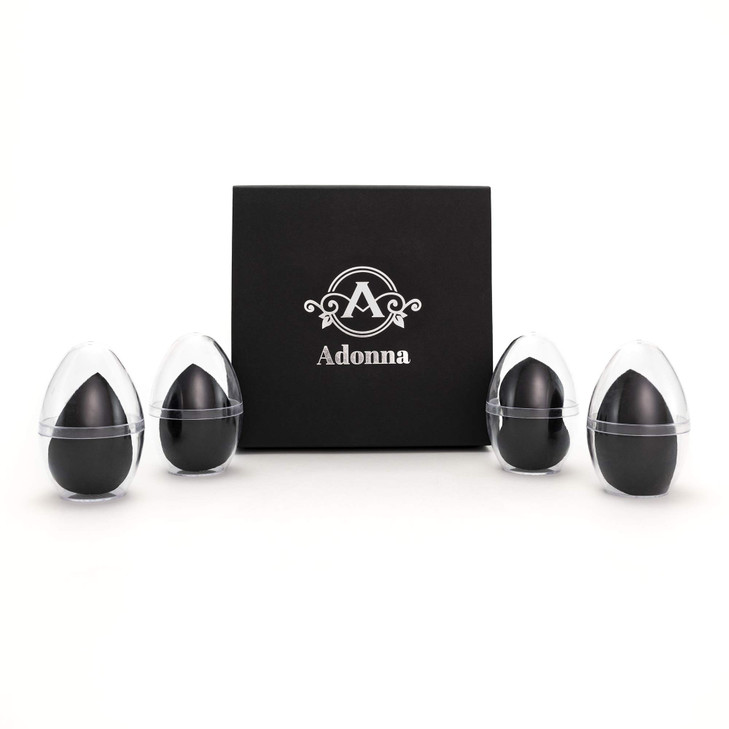 ADONNA 4 Pcs Makeup Sponge Set Blender Beauty Flawless for Liquid Cream and Powder with 4 Travel Cases