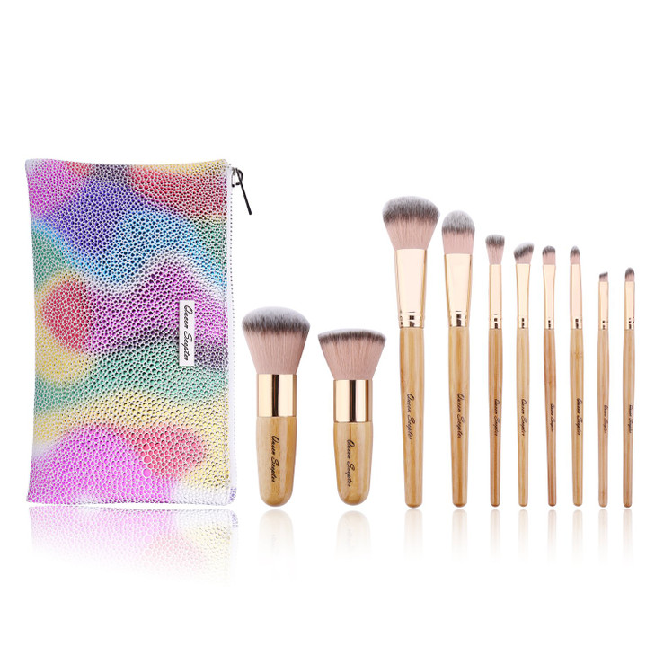10 Pcs Makeup Brush Set Professional Bamboo Handle Make up Brush Foundation Powder Eyebrow Eyeshadow Eyebrow Concealer L