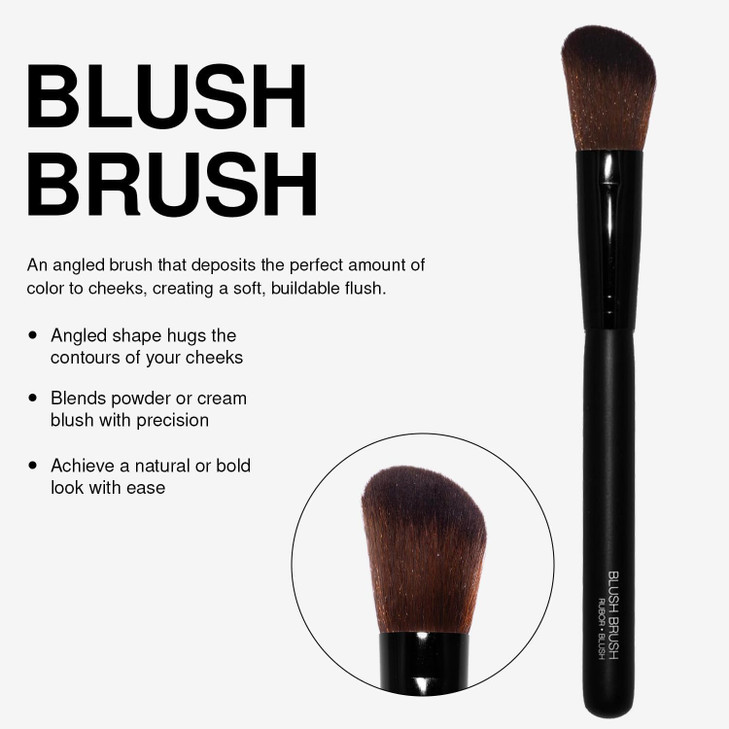 Palladio Blush Brush Medium Sized Makeup Angled Brush Soft Natural Bristles Comfortable Grip Flawlessly Contours Defines