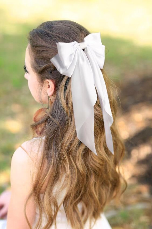 SUSULU Hair Bows for Women Oversized Black White Hair Bow Clips Big Hair Bow Long Tail Large Satin Silky Hair Ribbon Bow Clip Ponytail Hair Accessori online at globaldelivered