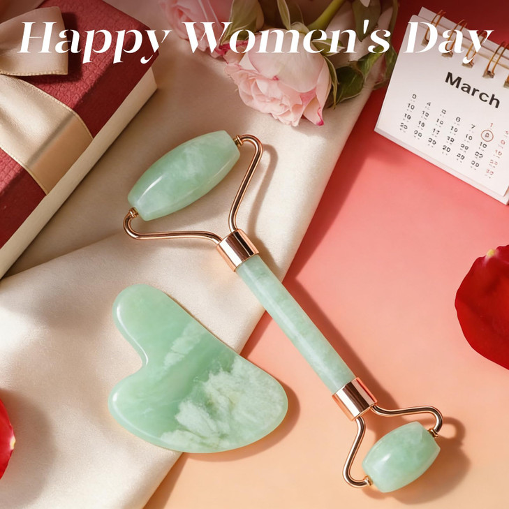 BAIMEI IcyMe Jade Roller Gua Sha Set Face Roller and Gua Sha Facial Tools for Skin Care Routine and Puffiness Self Care