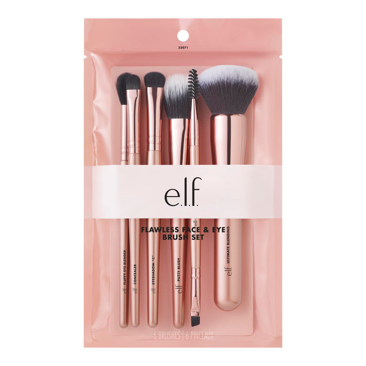 elf Flawless Face Kit 6Piece Brush Collection Brushes For Face Eyes Brows Vegan CrueltyFree