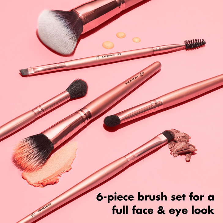 elf Flawless Face Kit 6Piece Brush Collection Brushes For Face Eyes Brows Vegan CrueltyFree
