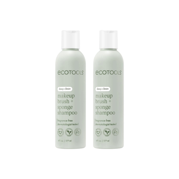 EcoTools Makeup Brush Sponge Shampoo FragranceFree Cleanser for Brushes Sponges Puffs No Harsh Chemicals Vegan CrueltyFr