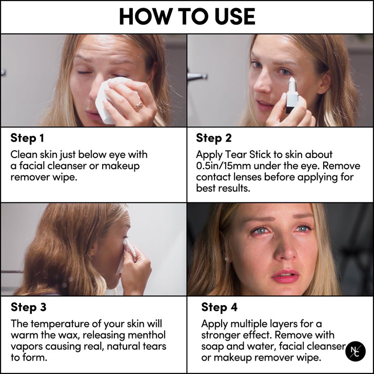 Narrative Cosmetics Tear Stick MentholInfused Wax for Natural Tears on Cue Professional SFX Makeup for Film Theatre TV A