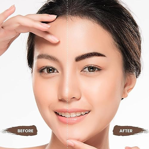 Eyebrow Stamp Stencil Kit, Eyebrow Stamp Pomade with 24 Reusable Thin & Thick Brow Stencils, Eyebrow Stencils Shaping Kit Definer (Dark Brown)