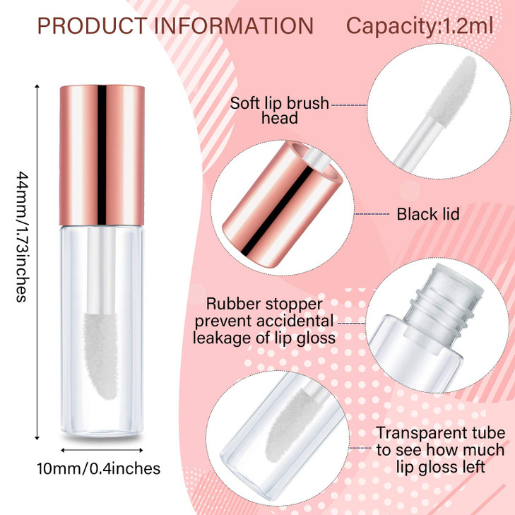 Patelai 100 Pieces 12 ml Clear Mini Lip Gloss Tube Refillable Empty Lip Balm Gloss Containers for Women Girls DIY Makeup