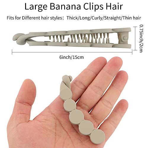 AHONEY 6 Pack Large Banana Hair Clips for Thick Hair, 5" Non Slip Strong Hold Ponytail Clips for Women, Fine Hair, Curly Hair Accessories for Women, online at globaldelivered