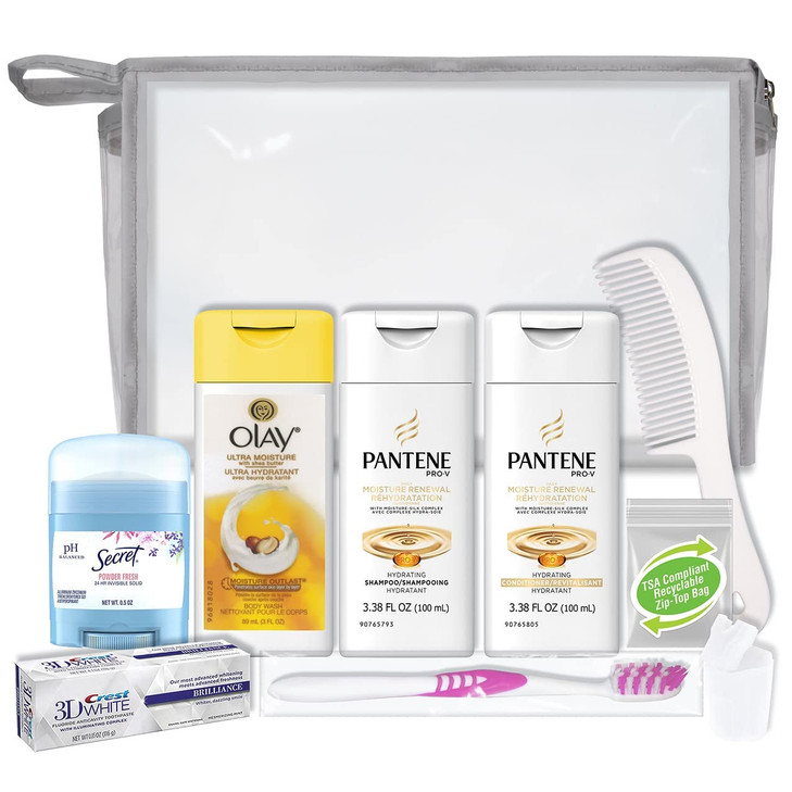 Convenience Kits International Womens 10Piece Deluxe Kit with Travel Size TSA Compliant Essentials Featuring Pantene Hai