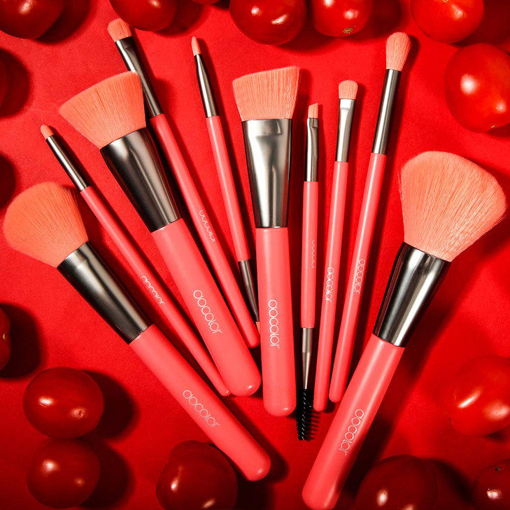 Docolor Makeup Brushes 10Pcs Makeup Brush Set Premium Synthetic Powder Foundation Contour Blush Concealer Eye Shadow Ble