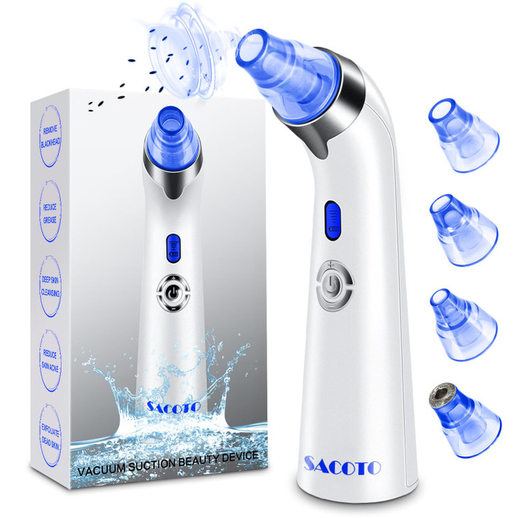 Blackhead Remover Pore Vacuum Face Suction Pore Cleaner 5 Suction Power Electric Blackhead Extractor Tool 4 Probes Black