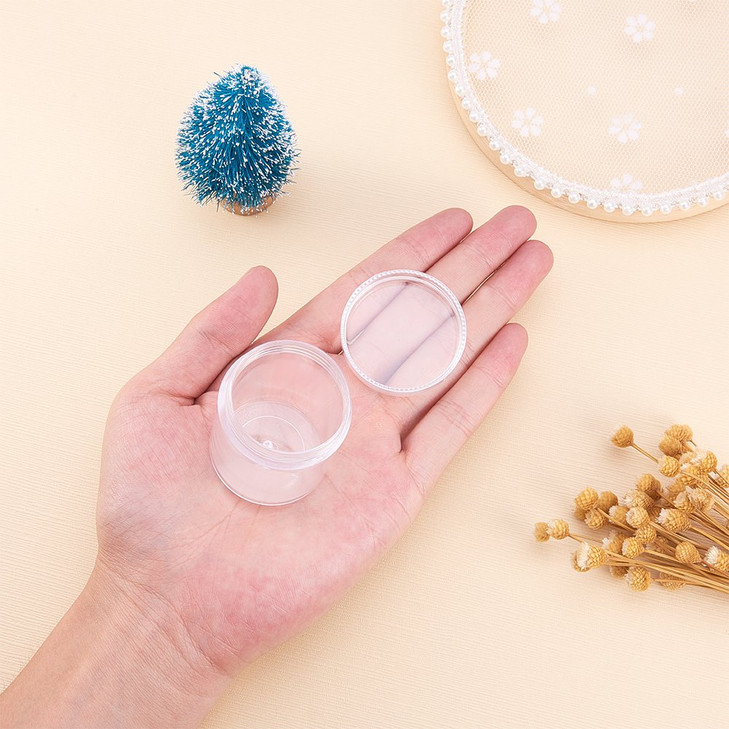 BENECREAT 24 Pack 40ml Clear Bead Jar Empty Plastic Storage Container 15x2inch with Rounded ScrewTop Lids for Beads Nail