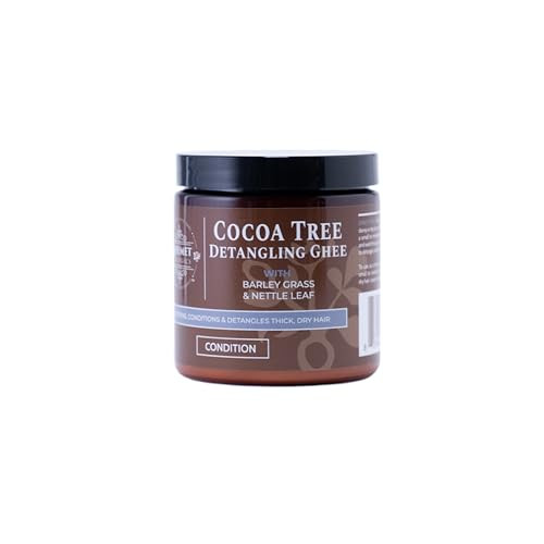 Qhemet Biologics Cocoa Tree Detangling Ghee Softening Detangler Ideal for High Porosity 4C3C Hair Makes Combing Easier R