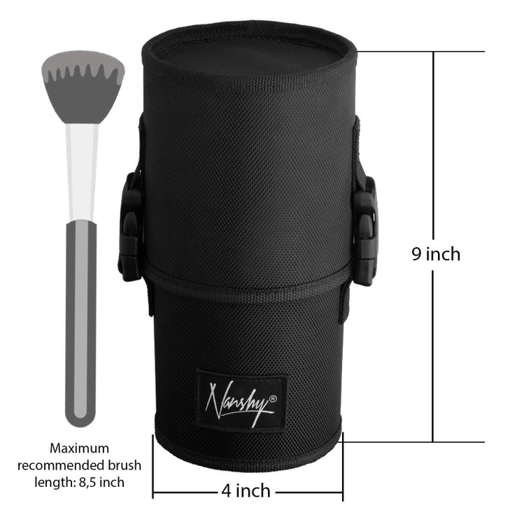 Nanshy Travel Makeup Brush Holder with Lid Large Stand Up Makeup Brush Case for MUA 2in1 Durable Makeup Brush Organizer