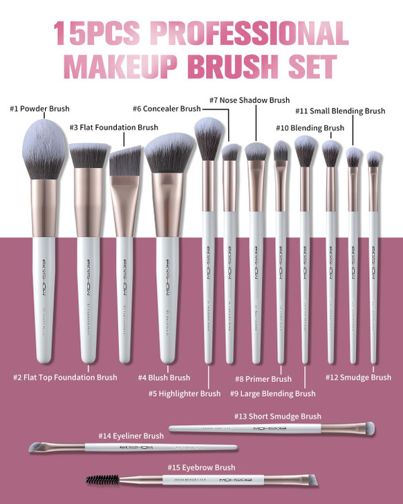 Makeup Brushes EIGSHOW 15pcs Professional Makeup Brush Set With Case Premium Synthetic for Foundation Contour Concealers