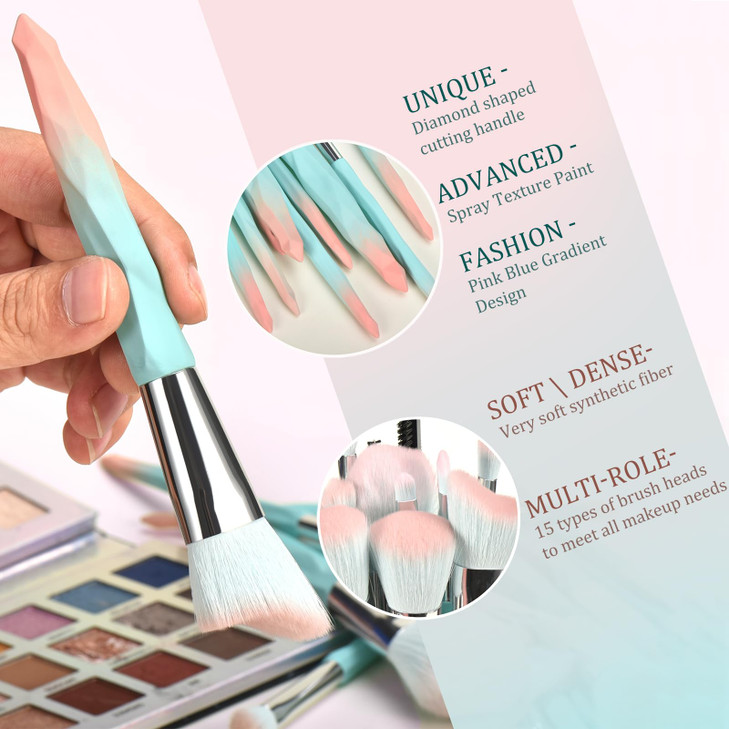 30Pcs Pink makeup brushes with makeup sponges makeup tool set makeup brushes set natural synthetic eye shadow foundation