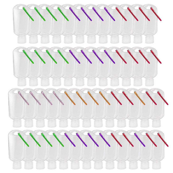 50 Pack Travel Plastic Clear Keychain Bottles2 oz Leakproof Refillable Empty Bottles Portable Liquid Squeeze Container F