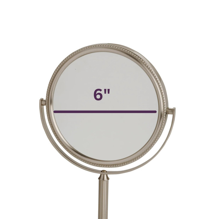 JERDON TwoSided Tabletop Makeup Mirror Makeup Mirror with 10X Magnification Swivel Design Portable 6Inch Diameter Mirror