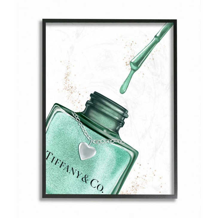 Stupell Industries Makeup Nail Polish Brush Cyan Drip Fashion Design Framed Wall Art MultiColor
